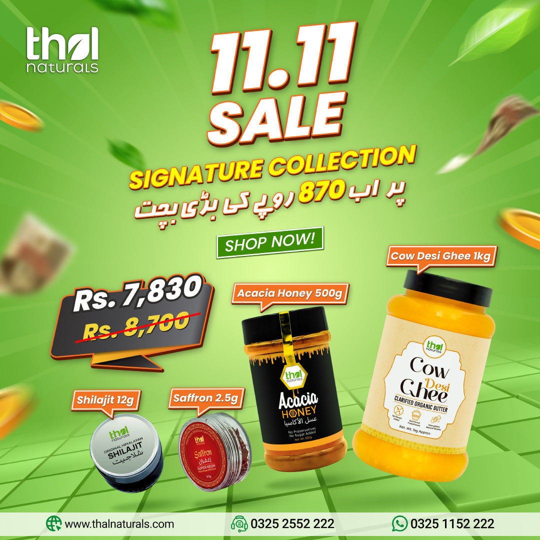 Cow Desi Ghee 1kg + Acacia Honey 500g + Saffron 2.5g + Shilajit 12g
