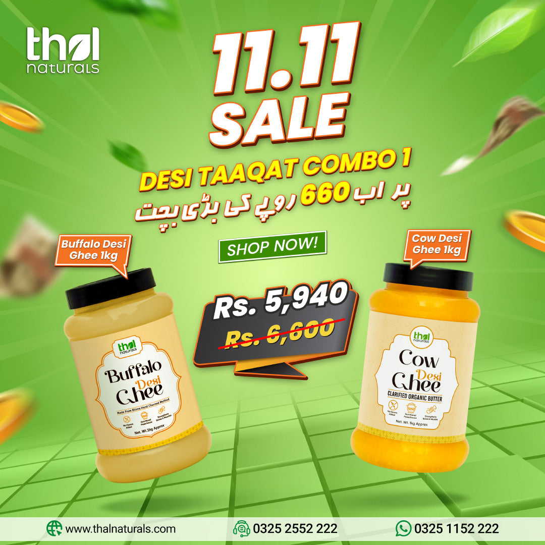 Buffalo Desi Ghee 1kg + Cow Desi Ghee 1kg