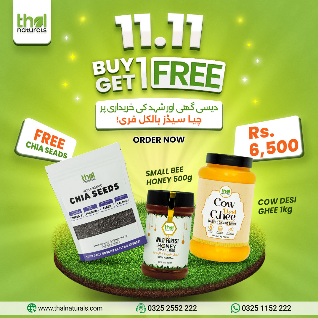 Cow Desi Ghee 1kg + Small Bee Honey 500g + Chia Seeds